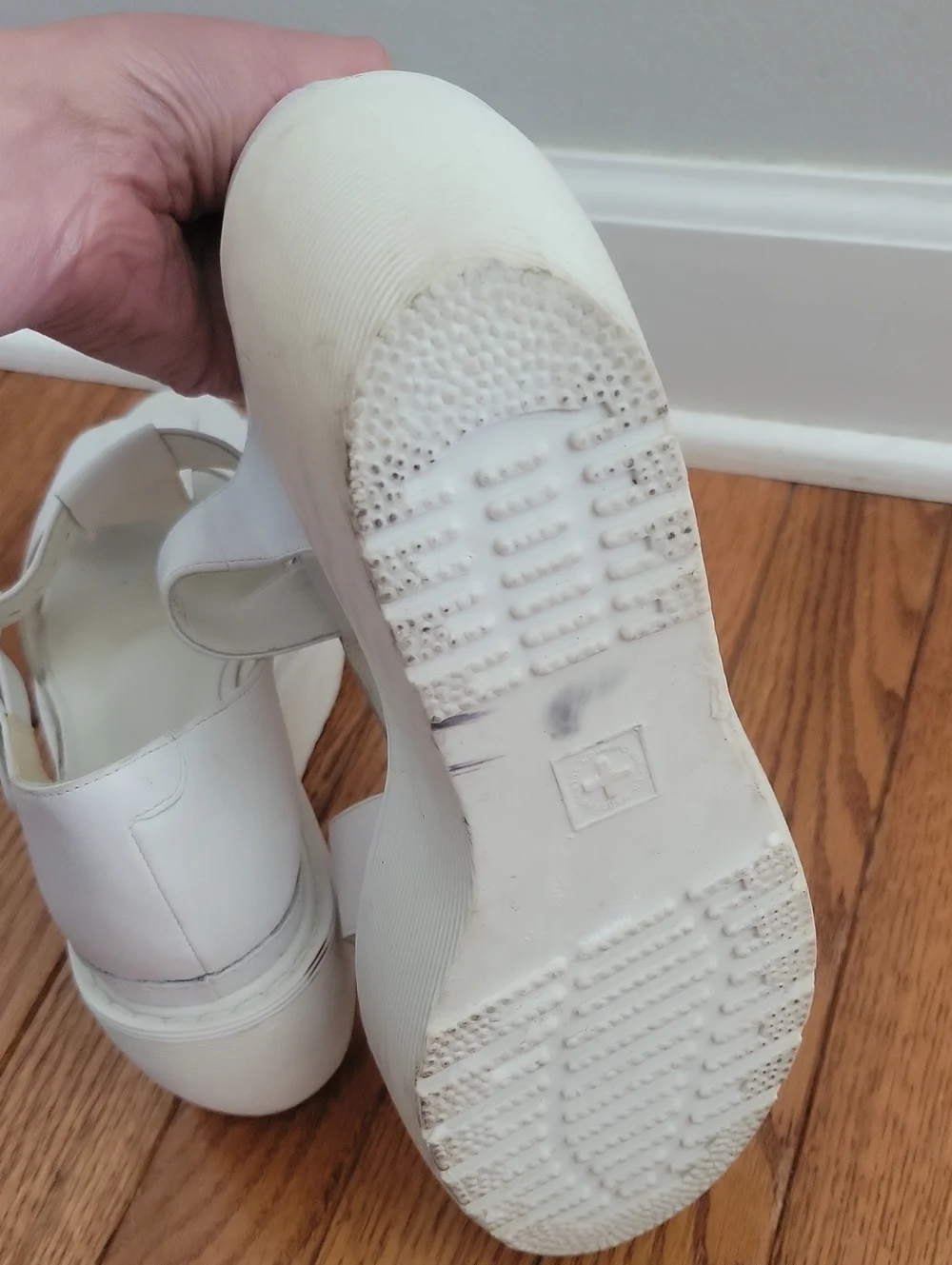 Dr. Martens Adaya White Platform Wedge Sandals with Buckle size 8